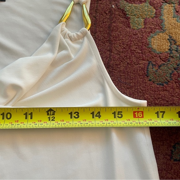 INC White Drape Neck Tank Top Size XS Cowl Neck One Shoulder Minimal Chic Fitted - Picture 7 of 9